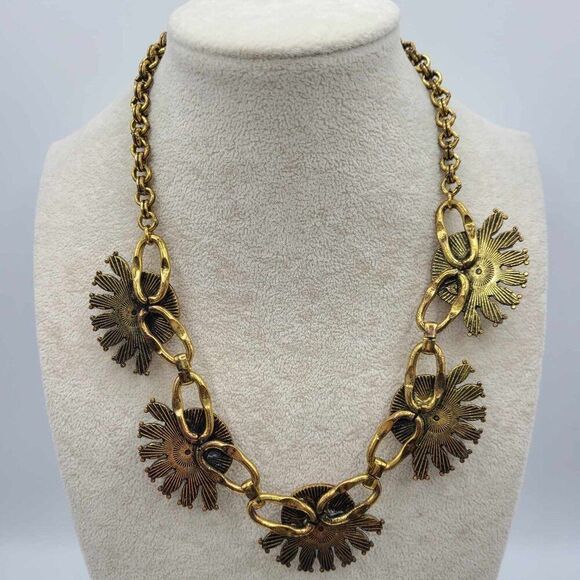 J Crew Rose Gold Tone Pink Gray Resin Stone Clear Crystal Necklace - Picture 4 of 10